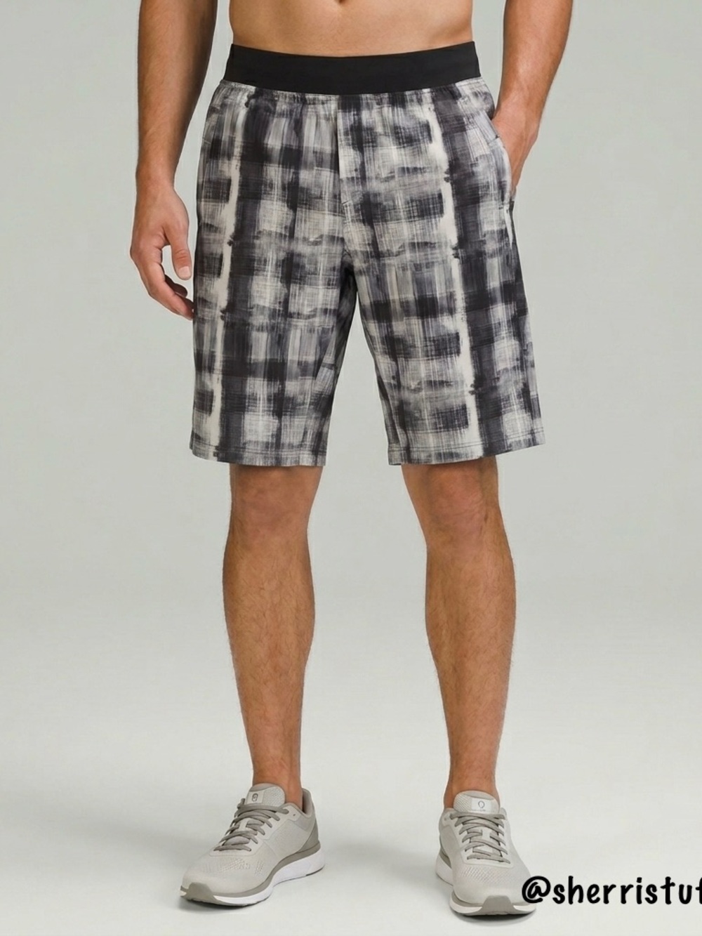 Lululemon Mens Core Shorts 11" Father Plaid White Black Swift Gym Training M
